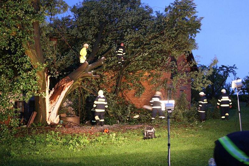 Bouřka se silným větrem si vyžádala okolo čtyřiceti vyvrácených a polámaných stromů. Fotografie jsou pořízeny na cestě z Žernova do Studnic a ve Všelibech.