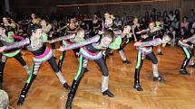 NA TANEČNÍM PARKETU v Čapkově sálu se po celou sobotu postupně představovaly skupiny tanečníků v nápaditých kostýmech v kategoriích od šesti let až po dospělé nad patnáct let. 