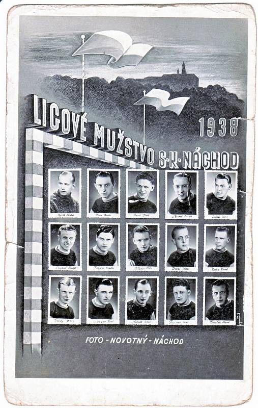 LIGOVÝ KÁDR pro rok 1938 – nahoře zleva: Nývlt, Franc, Mareš, Štumpf, Dušek; uprostřed – zleva: Šmejkal, Frýba, Zilvar, Dobeš, Zítko; dole – zleva: Veselý, Schloger, Habelt, Tajčner, Vojáček.