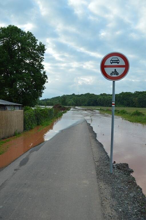 Rozvodněné Labe v Heřmanicích. 