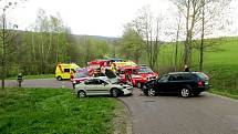 Dopravní nehoda dvou osobních automobilů u Rokytnice v Orlických horách.