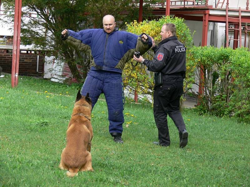 Velitel městské policie Rychnov nad Kněžnou Miloš Friml byl s kolegy a služebním psem vyprávět o své práci dětem v Mateřské škole Láň.