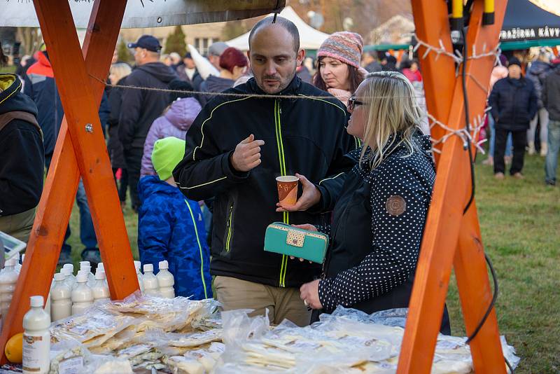 Z adventního jarmarku a rozsvícení vánočního stromku v Albrechticích nad Orlicí.