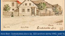 Dům, v němž vyrůstal František Kupka, na kresbě Aloise Beera.