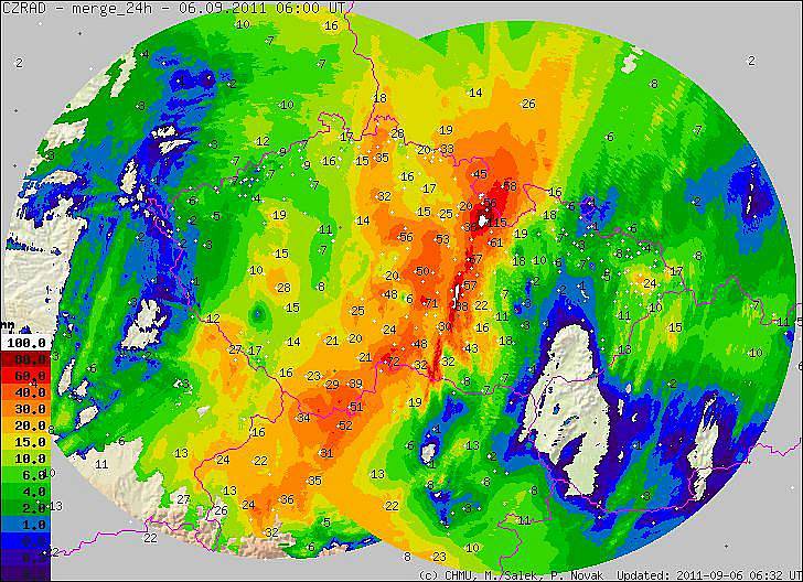 Úhrn srážek za 24 hodin od 5.9. 8 hod. do 6.9. 8 hod.