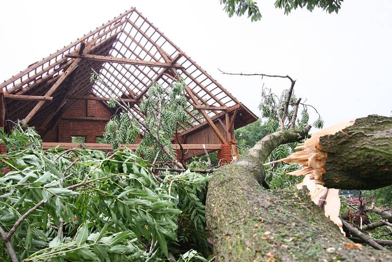 Bouře s prudkými poryvy větru, která se ve středu 25. června prohnala Rychnovskem, doslova smetla část zemědělské usedlosti v Domašíně u Dobrušky.