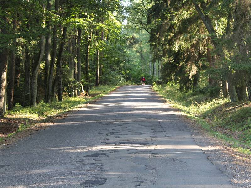 Silnice mezi Kostelecem nad Orlicí a Čermnou nad Orlicí plná výmolů.