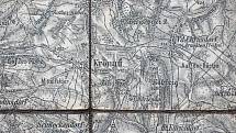 Křenov a okolí na nejproslulejší rakouské mapě „speciálce“ z let 1876 až 1877. 