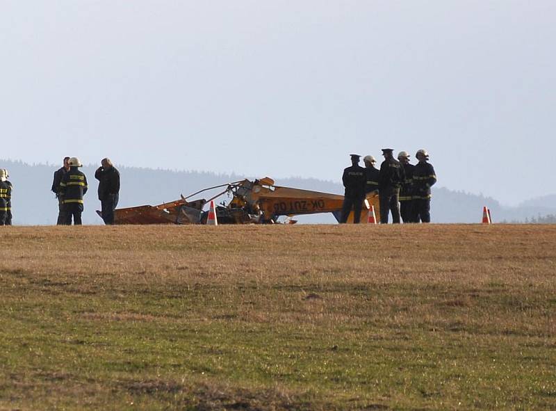 Havárie ultralehkého letadla na poličském letišti.