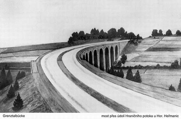 Po Hitlerově dálnici zbyly v krajině stavby, Němci silnici nikdy nedokončili.