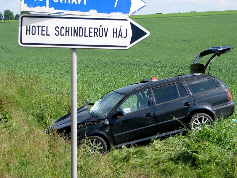 Hromadná kolize vozidek na Gajeru u odbočky na Mikuleč.