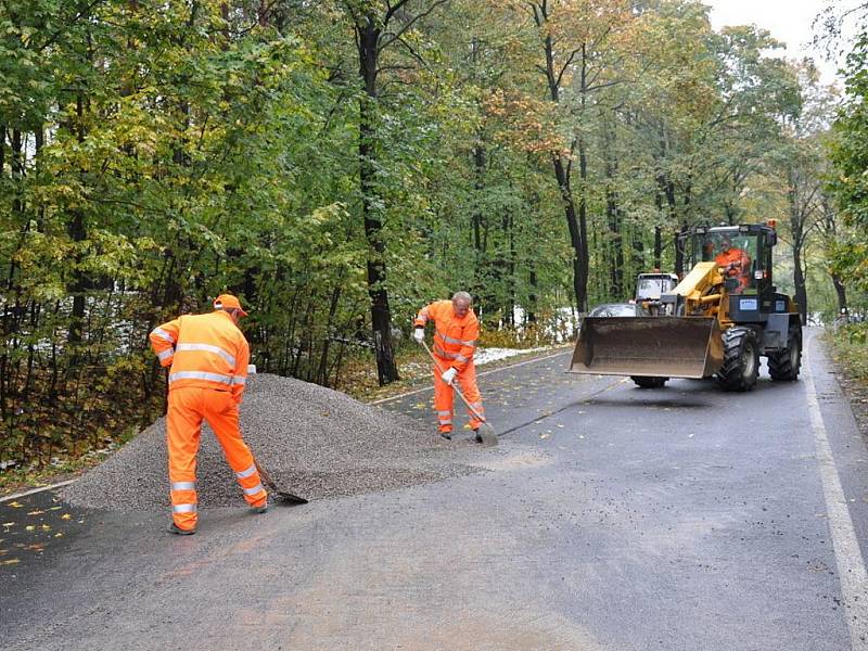 Objízdná trasa na Hřebči během soboty 17. října.