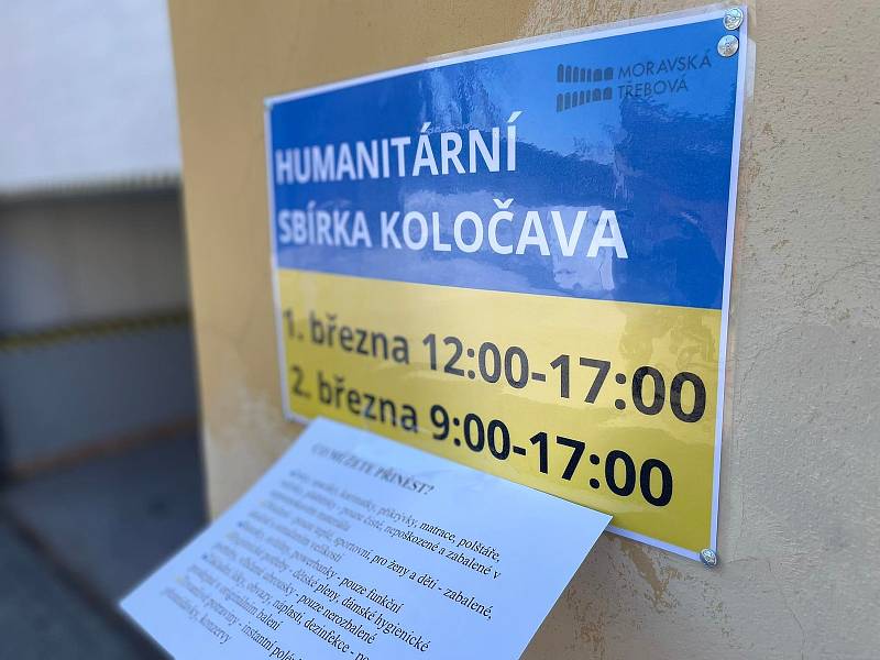 Ozbrojený konflikt na Ukrajině vyvolal vlnu solidarity, ke které se připojili také obyvatelé Moravské Třebové. Oficiální sbírka humanitárních potřeb se konala ve spolupráci s městem Letovice a ukrajinským městem Koločava. 