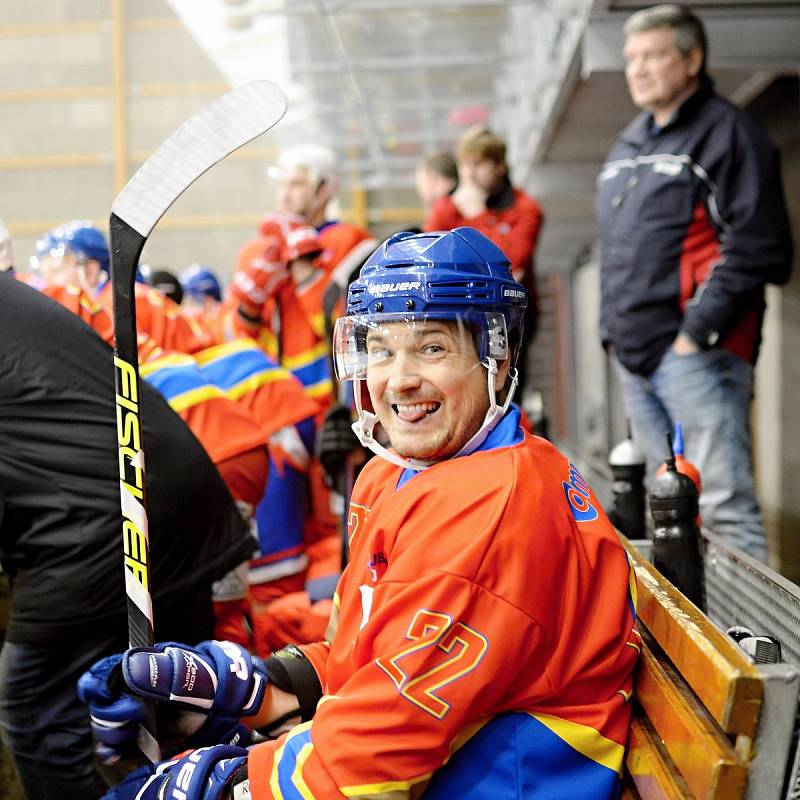 Utkání hvězd krajských hokejových lig v Litomyšli.