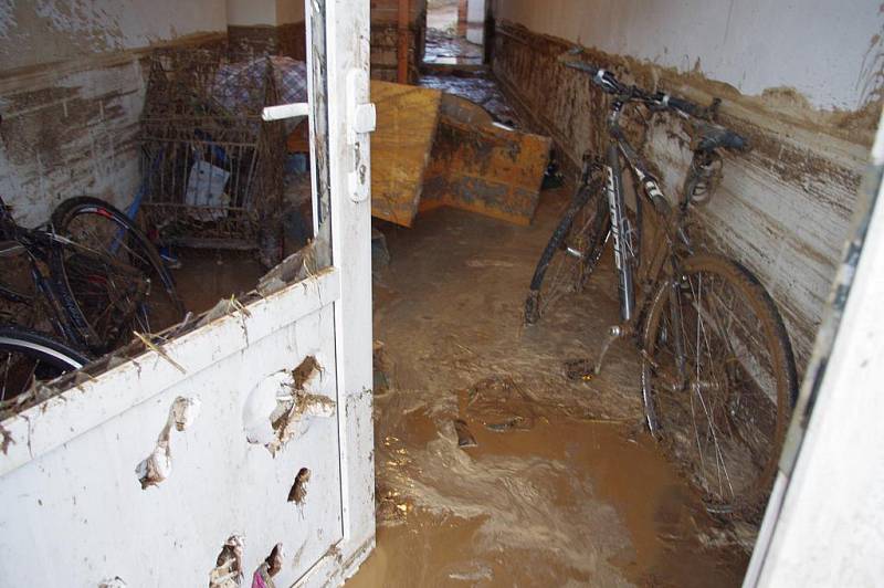 Bleskové povodně zasáhly Svitavy, pondělí 16. srpna 2010.