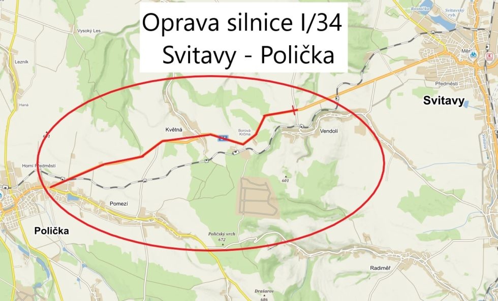 TRASY OBJÍŽDĚK: Začala oprava silnice mezi Svitavami a Poličkou - Svitavský  deník