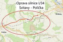 Začíná oprava povrchu vozovky na silnici I/34 mezi Svitavami a Poličkou.