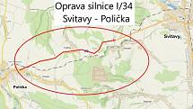 Začíná oprava povrchu vozovky na silnici I/34 mezi Svitavami a Poličkou.