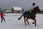 Jezdci na koních a lyžaři se sešli v Janově při horseskijöringu