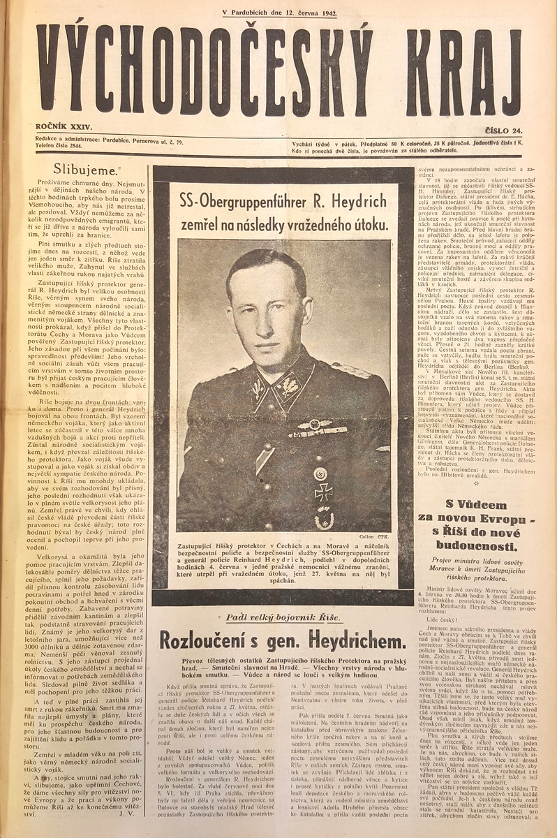 Atentát“ na Heydricha pohledem dobového tisku - Svitavský deník