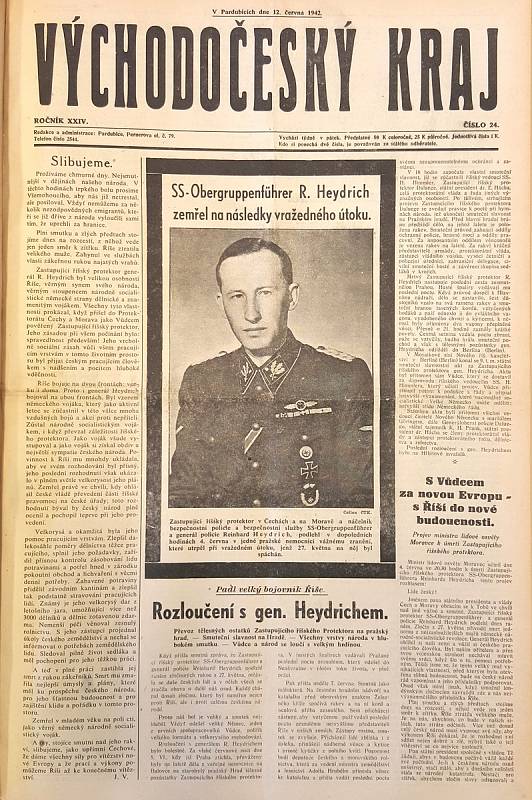 Odraz "atentátu" na Heydricha ve východočeském dobovém tisku.