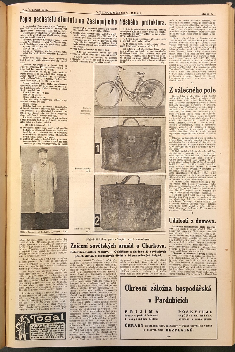 Atentát“ na Heydricha pohledem dobového tisku - Svitavský deník