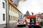 Požár hotelu Morava v Moravské Třebové.