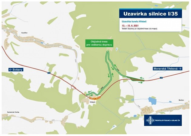 کار تعمیر و نگهداری باعث بسته شدن تونل Hřebeč در جاده I / 35 خواهد شد