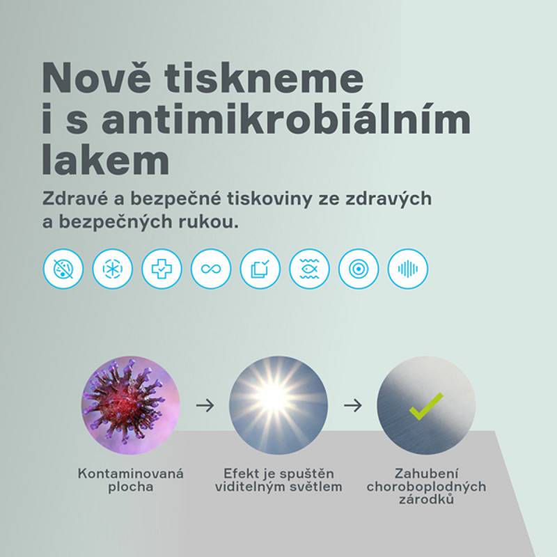 TISKÁRNA v Litomyšli otestovala novinku v České republice. Tiskoviny ošetří antimikrobiálním lakem.