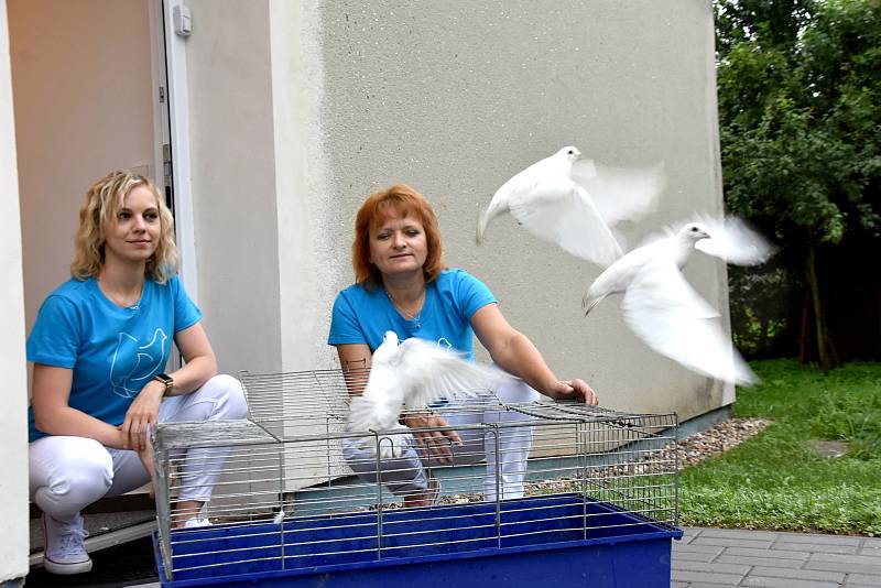 Mobilní hospic Bílá Holubice v Dolním Újezdu u Litomyšle zahájil provoz. Symbolicky vypuštěním deseti bílých holubic.