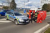 Aktivistka opět blokovala dopravu v Mladé Boleslavi. Tentokrát se přilepila k silnici.