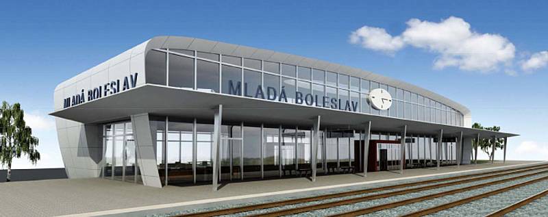 PRVNÍ NÁVRH nového vlakového nádraží v Mladé Boleslavi Čejeticích. Lidem se nelíbil, budova by byla příliš prosklená a nezapadla by.