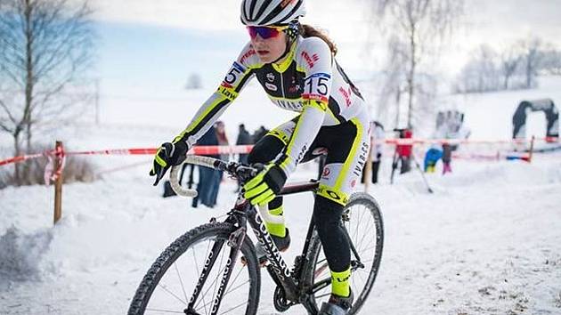 Mladoboleslavská závodnice Tereza Vaníčková na cyklokrosovém mistrovství České republiky v Hlinsku.