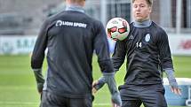 Trénink fotbalistů Mladé Boleslav v Dublinu před zápasem Evropské ligy.