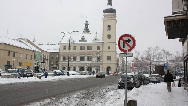 Sněžení v Mladé Boleslav. 
