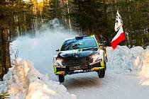 Škoda Fabia během zasněžené Rally Sweden