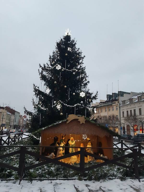 Stromeček na Staroměstském náměstí v Mladé Boleslavi (Advent 2020).