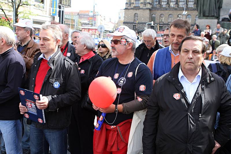 Demonstrace na pražském Václavském náměstí.