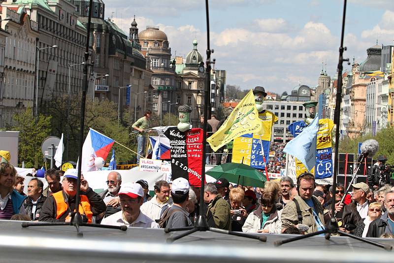 Demonstrace na pražském Václavském náměstí.