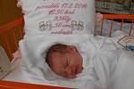 NIKOLKA Sýkorová se narodila 17. února a její porodní míry byly 3,36 kilogramů a rovných 50 centimetrů. Doma bude s maminkou Lenkou a tatínkem Pavlem v Dolním Bousově.