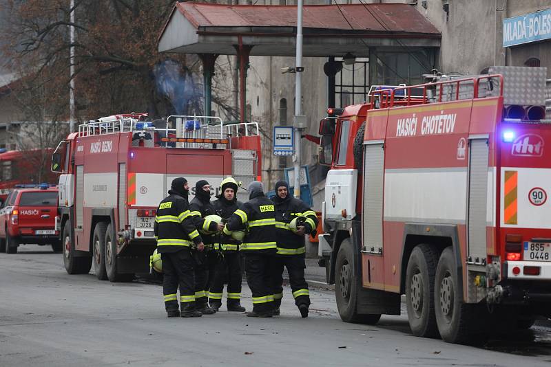 Likvidace požáru v Mladé Boleslavi v neděli 30. ledna 2022.