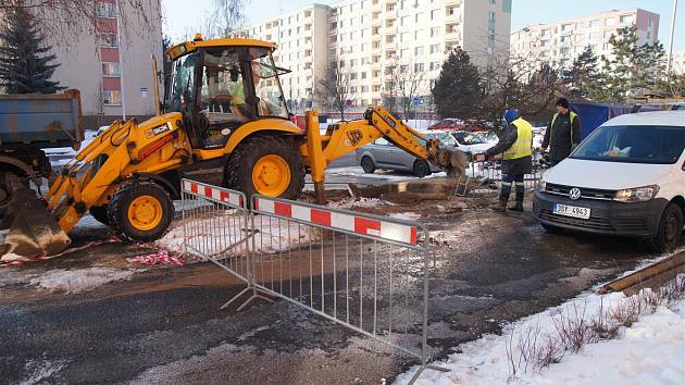 havárie vody v ulici 17. listopadu v Mladé Boleslavi