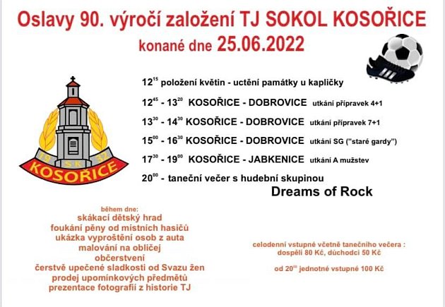 Oslavy 90 let fotbalu v Kosořicích