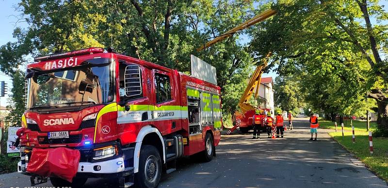 Nečekaný pád stromu na dům a do elektrického vedení zaměstnal v pátek ráno jednotku nymburských drážních hasičů.