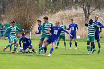 ČFL: Bohemians 1905 B - FK Mladá Boleslav B, závar před hostující bránou.