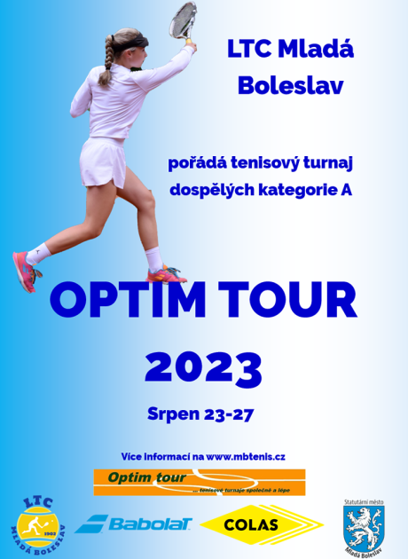 Pozvánka na tenisový turnaj Optim Tour 2023 v Mladé Boleslavi.