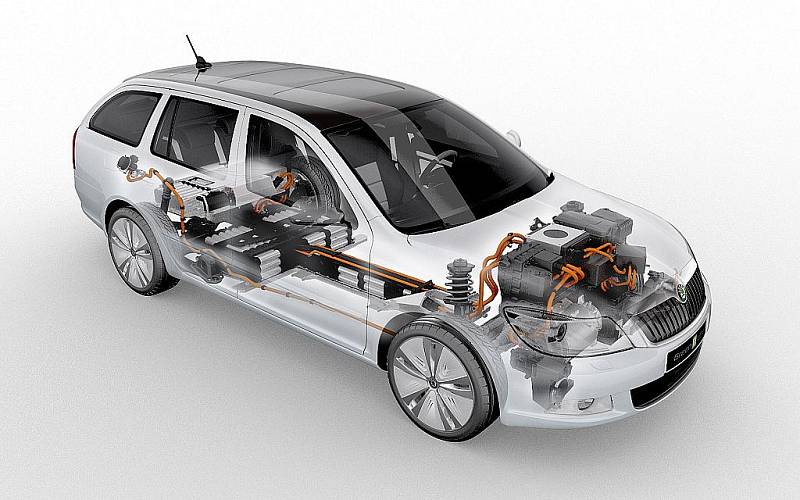 Studie vozu Škoda Octavie E GreenLine s čistě elektrickým pohonem.