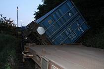 Nehoda nákladního vlaku v Mladé Boleslavi.