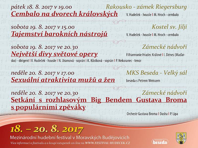 Program festivalu Václava Hudečka.