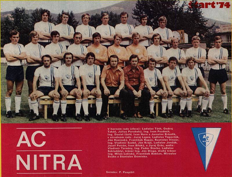 Tým AC Nitra před startem sezony 1974/1975.